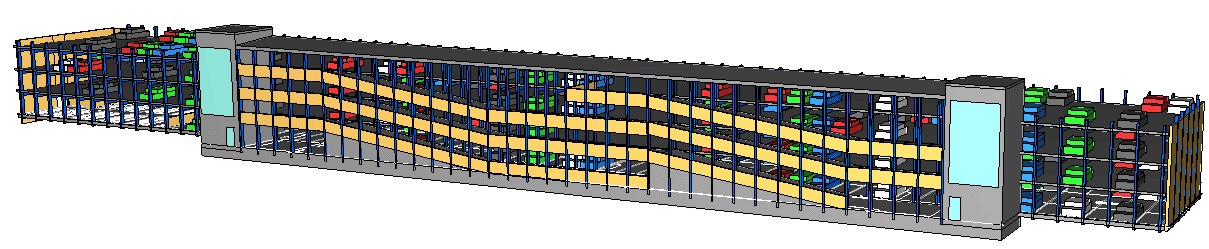 3D-Modell des Parkhauses mit 416 Stellplätzen